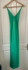 River Island, Green Satin Style Full Length Strappy Dress, Size 14