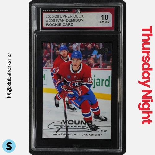 2025 UPPER DECK SERIES 1 #205 IVAN DEMIDOV YOUNG GUNS RC ROOKIE KSA 10