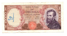 10 000 LIRE  FINE  BANKNOTE FROM  ITALY  1962  PICK-97