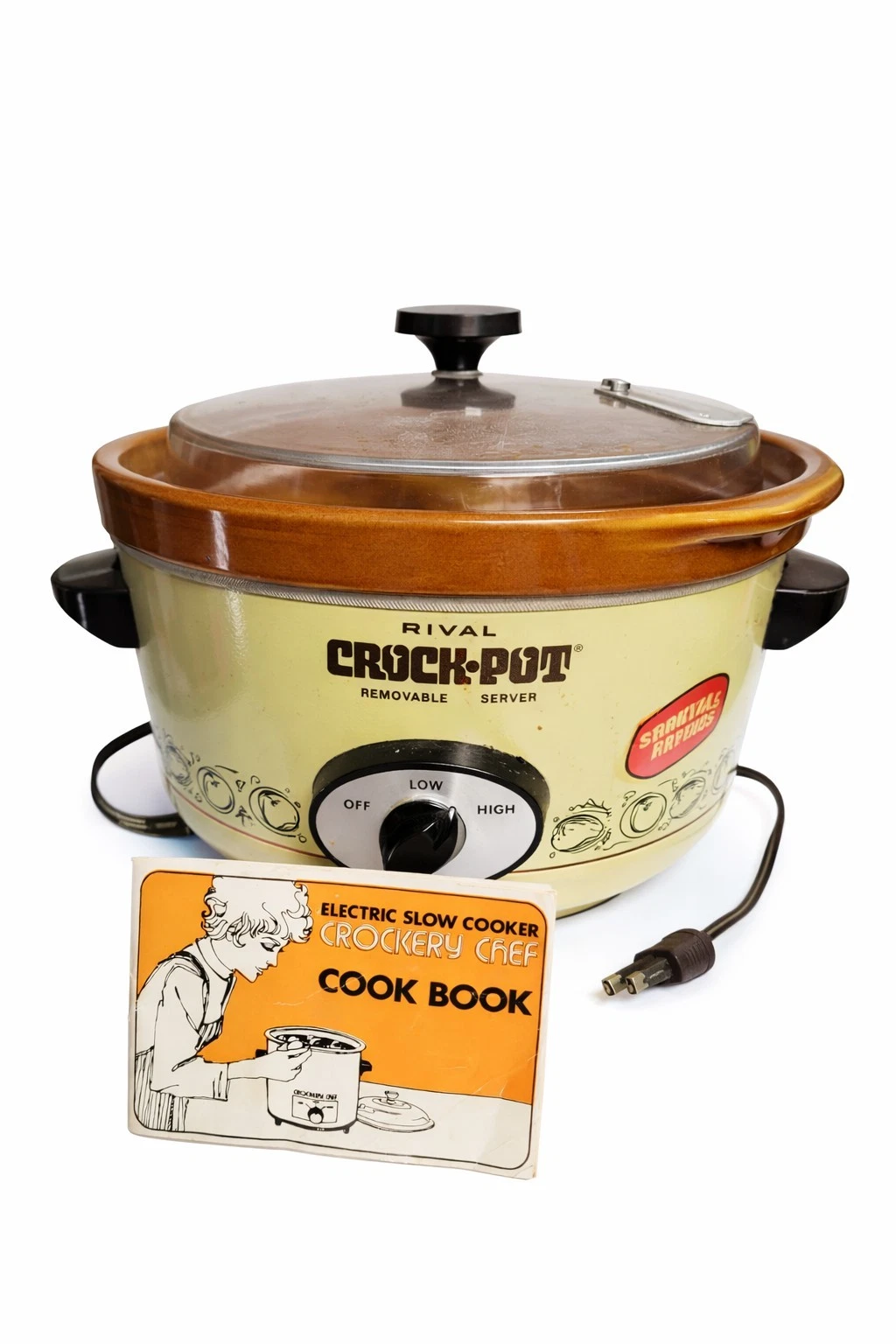 Vintage Rival Crock-Pot Model 3350 Avocado Green Stoneware USA Tested