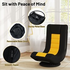 Swivel Folding Floor Gaming Sofa Chair, Yellow
