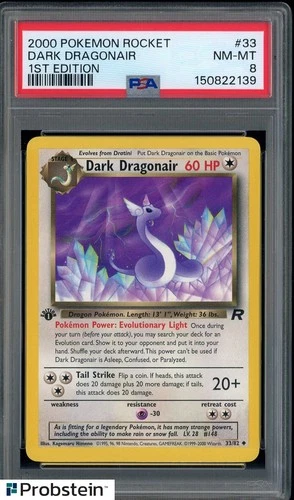 2000 Pokemon Team Rocket 1st Edition #33/82 Dark Dragonair PSA 8 NM-MT