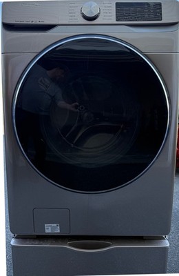 WORKING Samsung Smart Front Load 4.5 cu ft Washer with Pedestal WF45R6300AC/US