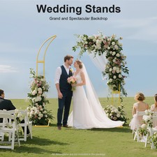Set of 2 Gold Metal Wedding Arch Rack Flowers Frame Stand Party Backdrop Decor
