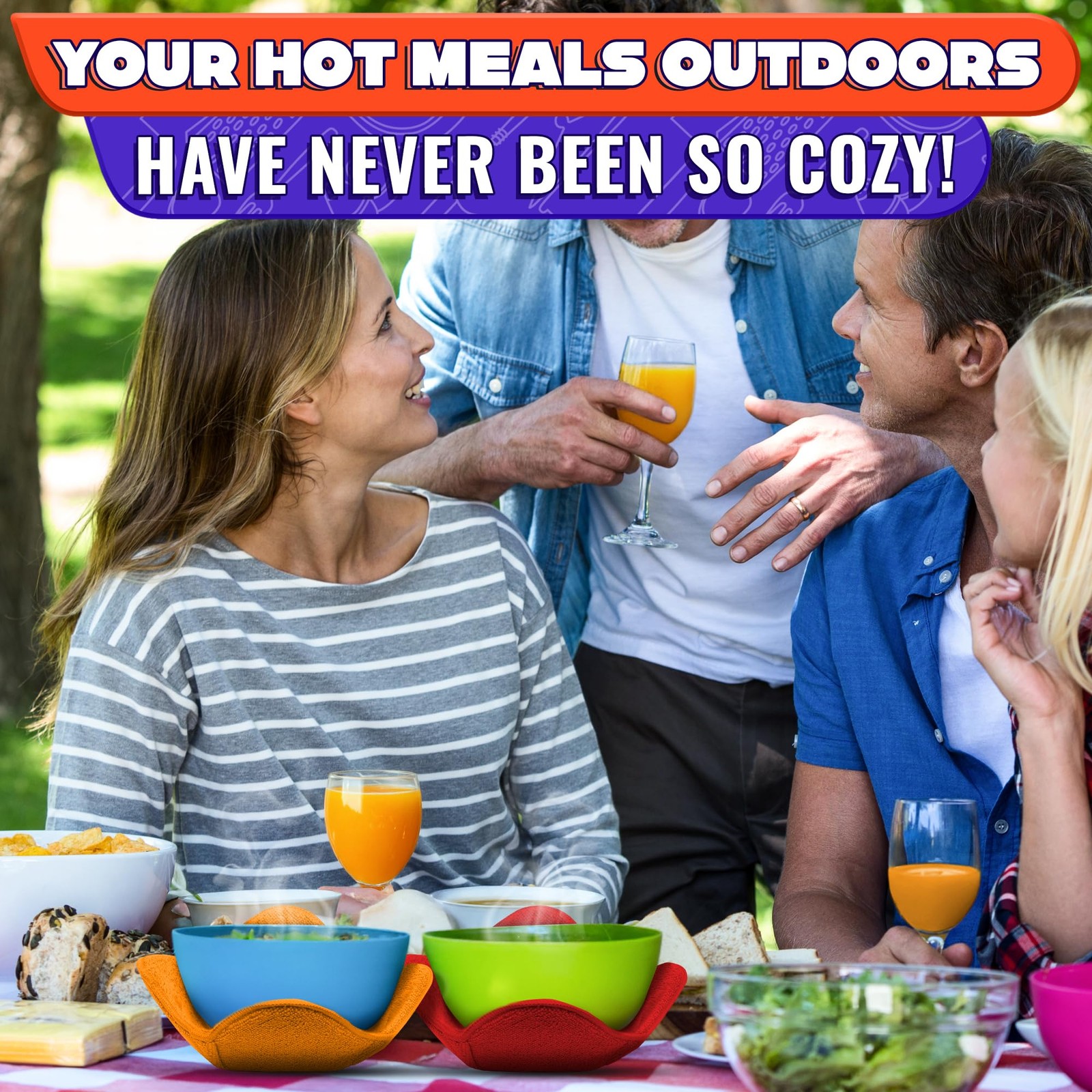 5 Pcs Bowl Holders for Hot Food – Five-Color Microwave Bowl Holder (7.5"x7.5"...