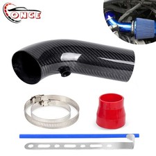 76mm 3 Real Carbon Fiber Car Cold Air Intake Induction Pipe Hose Tube Universal
