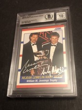 Beckett 10 Gem Mint Auto 1990 Score Reggie Lemelin & Andy Moog Signed Card 620