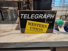 Porcelain Telegraph Western Union Sign, Size 12" x 8" Inches