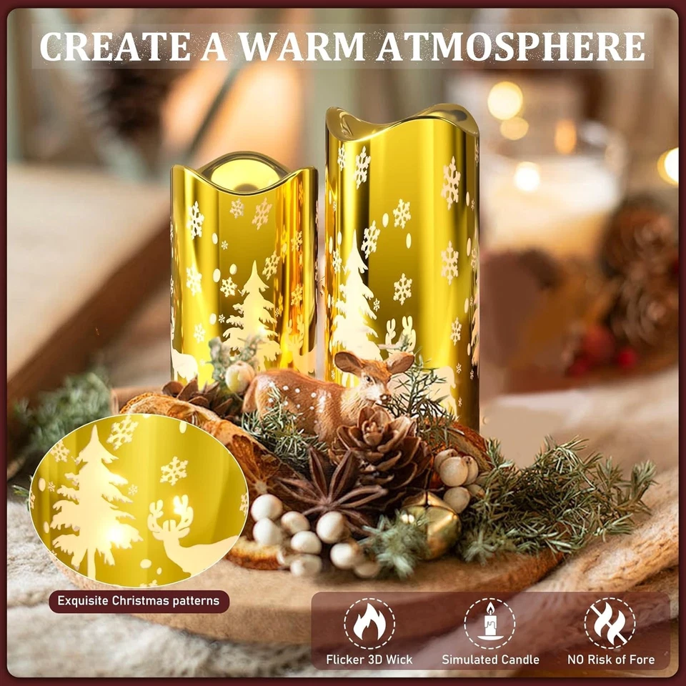 A pilas, pilar LED vela eléctrica parpadeante, velas de imitación - PACK DE 3 Foto 4 de 4