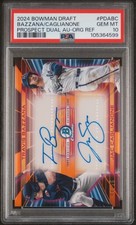 2024 BOWMAN DRAFT PRSPCT DUAL AUTOS JAC CAGLIANONE/TRAVIS BAZZANA 4/25 PSA 10