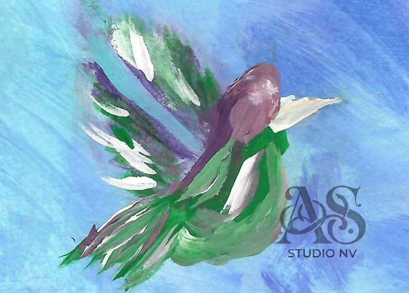ACEO Original Acrylic Bird in Flight 1 3.5x2.5 Free Domestic Shipping