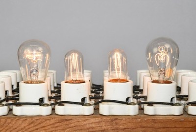 LOT OF 4 SMALL ANTIQUE CLEAR GLASS MEDIUM BASE E26 WORKING LIGHT BULBS!