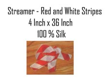 STREAMER RED WHITE STRIPES - 100 SILK - 4 X 36 INCHES