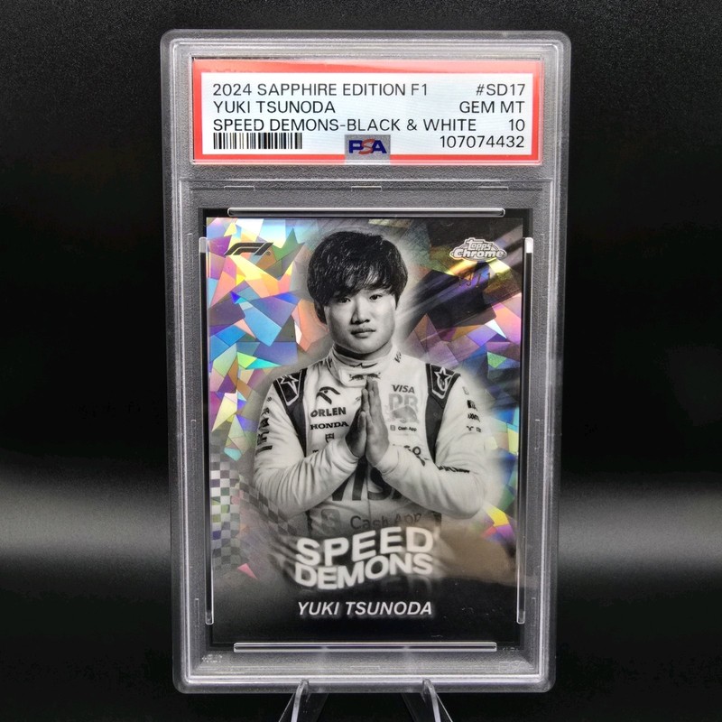 2024 Topps F1 Sapphire Yuki Tsunoda Speed Demons B&W /15 PSA 10 Pop 1