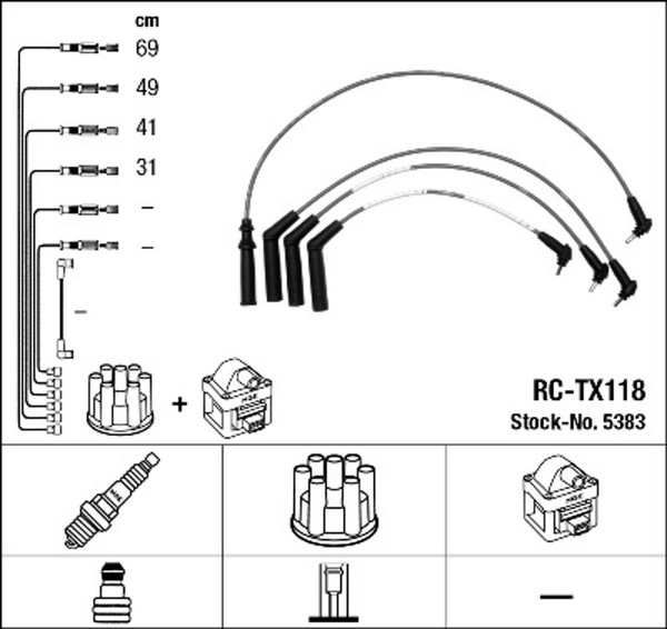 NGK ZüNdleitungssatz 5383 FüR Starlet Toyota Corolla Liftback 12V EE100_ EE100R-image