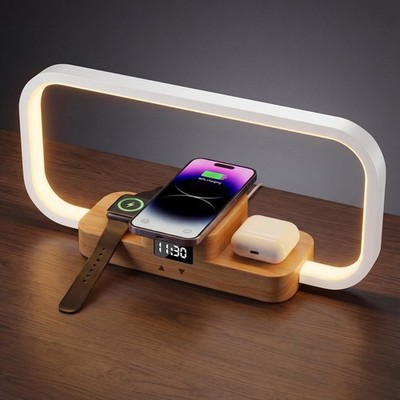 LED Bedside Lamp with Wireless Charger, 3-in-1 Touch Control Table ... Fast Ship
