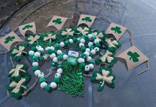 LOT ST PATRICK'S PARTY BANNERS GARLAND SHAMROCKS CLOVERLEAFS DECOR NECKLACES