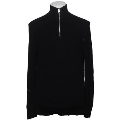 H&M, Strickpullover, Größe: M, Schwarz, Baumwolle, Einfarbig, Rippenstrick #rRg