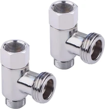 2PACK 3-Way Tee Adapter, 3/8" X 3/8" X G1/2 Male, Brass Add-A-Tee Valve with Chr