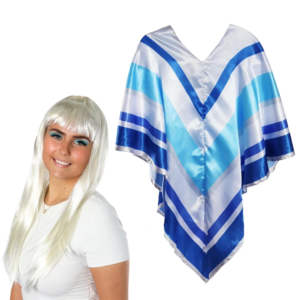 EUROVISION DISCO QUEEN COSTUME PONCHO CAPE MICROPHONE ANNÉES 70 CÉLÉBRITÉ SUPER DISCO - Photo 4/4
