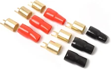 3 Pairs Copper Gold Plated 0 Gauge Spade Terminal Crimp Connectors Adapters Crim