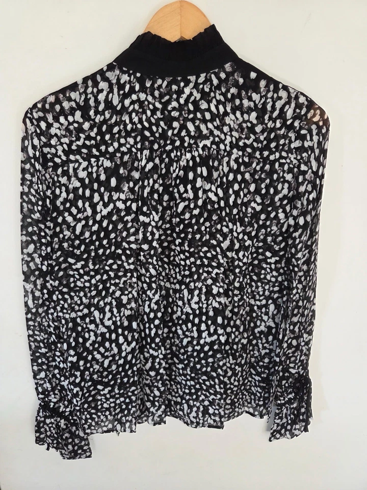 The Kooples chemisier femme léopard noir/blanc col haut manches longues T1 - Photo 2/3