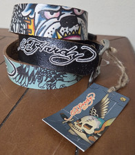 Ed Hardy Leather Women's Belt Black Bulldog Eagle EH1102 SZ S 43" NWT