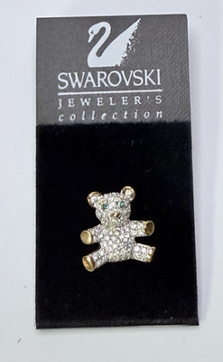 Swarovski Crystal Bear Pin Gold-Tone in Excellent Condition.  Perfect Elegance