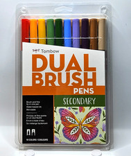 TomBow Dual Brush Pens - 10 Secondary Colors Set - New