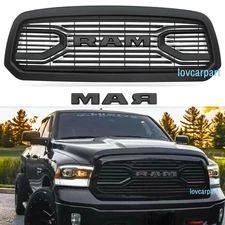 Front Grill W/RAM For 2013-2018 Dodge Ram 1500 Hood Upgrade Bumper Grille Black