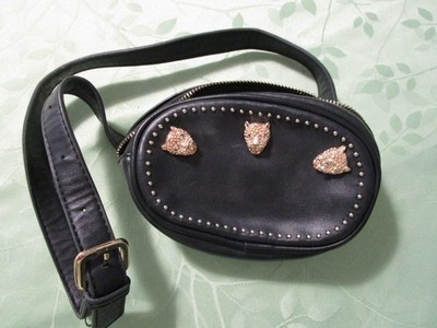 Topshop Bumbag Black Leopard Embellishment Jewel Fanny Pack Bag Purse