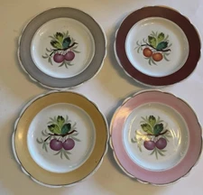 Antique French Old Paris Porcelain Fruit Plates 19th century Set Of 4 Painted