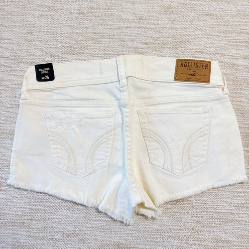 Brand New Hollister Women’s Denim Shorts White Size Low-rise US 0 - Picture 2 of 4