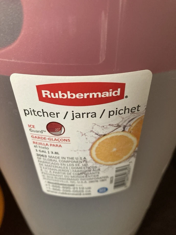 Jarras de plástico Rubbermaid (DOS) - 1 gal. 1 Rojo (Nuevo) 1 Naranja - DE COLECCIÓN Foto 2 de 4