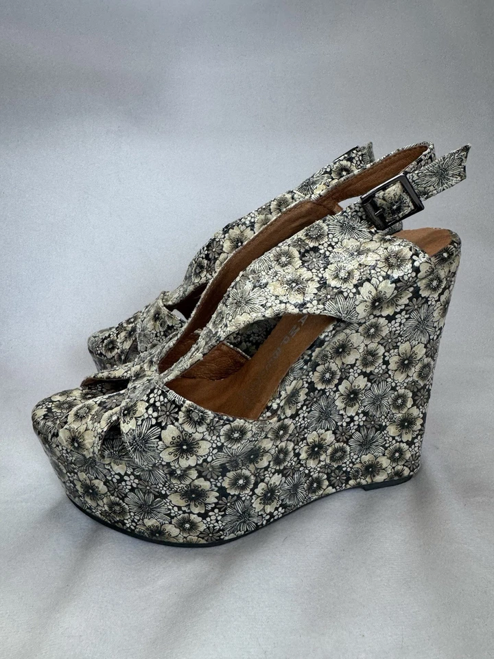 Jeffrey Campbell Ibiza Mariel Platform Sandals 5”Floral Wedge Vacation Heel - Image 3 of 4