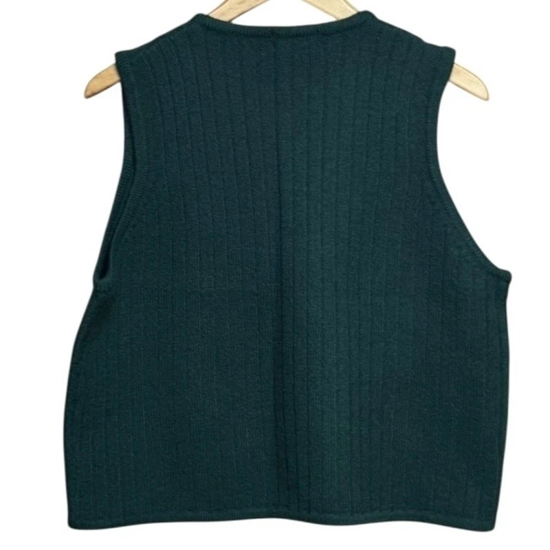 Vintage Pierre Cardin Green Wool Button Up Sweater Vest Size X-Large  - Image 2 of 4