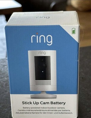 Ring Außenkamera Akku Stick Up Cam Battery WLAN HD Überwachungskamera Weiß