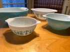Vtg PYREX Amish Butterprint Cinderella Mixing Bowls (Set Of 4) Turquoise Blue