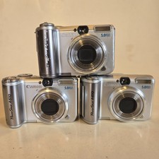 Canon PowerShot A610 Digital Cameras 5.0MP Silver 4x Zoom FOR PARTS Lot of 3