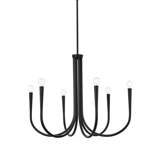 Elegant Lighting LD722D30 Layne 6 Light 30"W Taper Candle Style - Black - Picture 1 of 12
