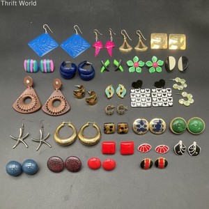 Vintage 80s 90s Retro Costume Jewelry Earrings Lot of 27 Pairs Boho Geometric