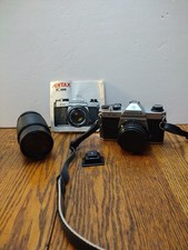Asahi Pentax k1000 35 mm Camera W/Strap Instruction Manual 2 Lenses Vtg Case