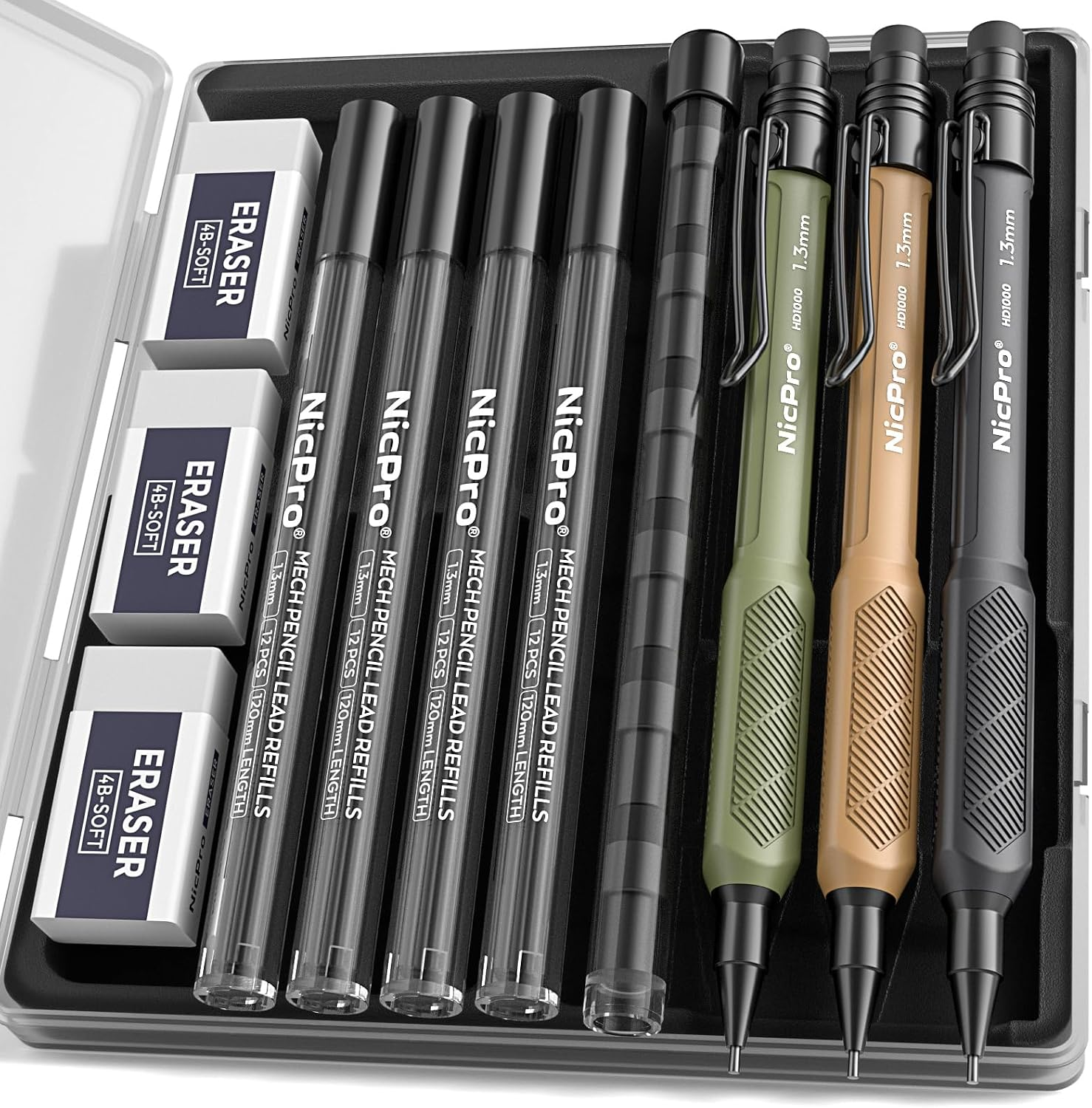 1.3 Mm Mechanical Pencils Set 3 Colors, HD1000 1.3 Lead Pencil, 3Pcs | eBay