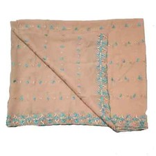 Heavy Pink Vintage Dupatta Georgette Embroidered Long Stole Wrap scarf Hijab