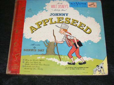 1949 DISNEY/ RCA JOHNNY APPLESEED Melody Time 78 rpm Record/ Book Set Dennis Day