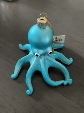 CHRISTMAS TROPICAL "OCTOPUS" AQUA BLUE, RESIN, 3" X 4 1/2" Ornament new
