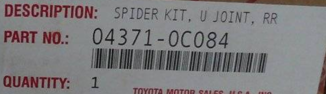 Toyota Genuine Rear U-Joint Spider 2007-2022 Tundra & Sequoia