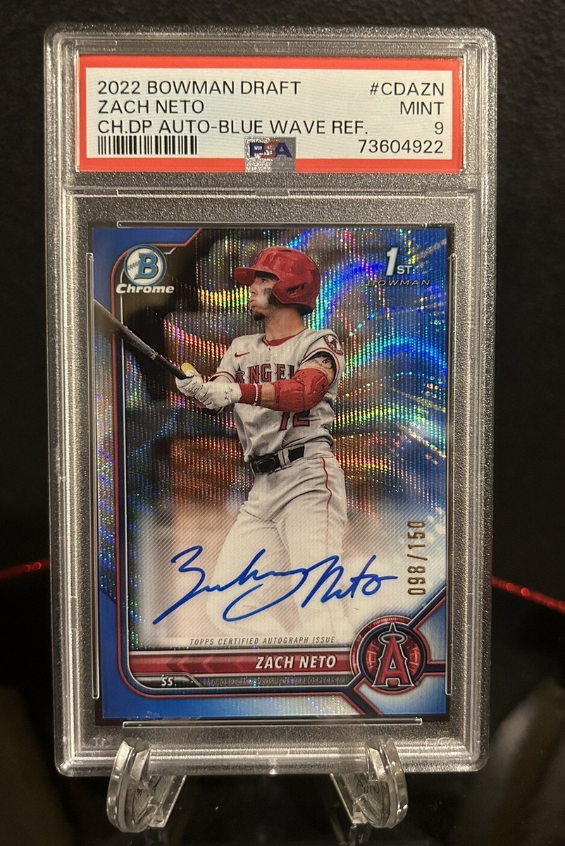 2022 Zach Neto 1st Bowman Chrome Blue Wave Refractor Auto /150 PSA