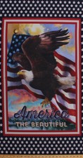 23" X 44" Bald Eagle Flag USA America the Beautiful Cotton Fabric Panel D578.42