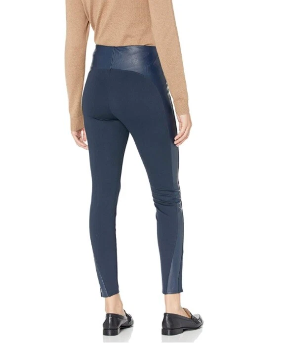 Leggings Ponte de Cuero Vegano Lysse Kent Talla Pequeña Para Mujer Azul Crepúsculo Pull On Foto 3 de 4